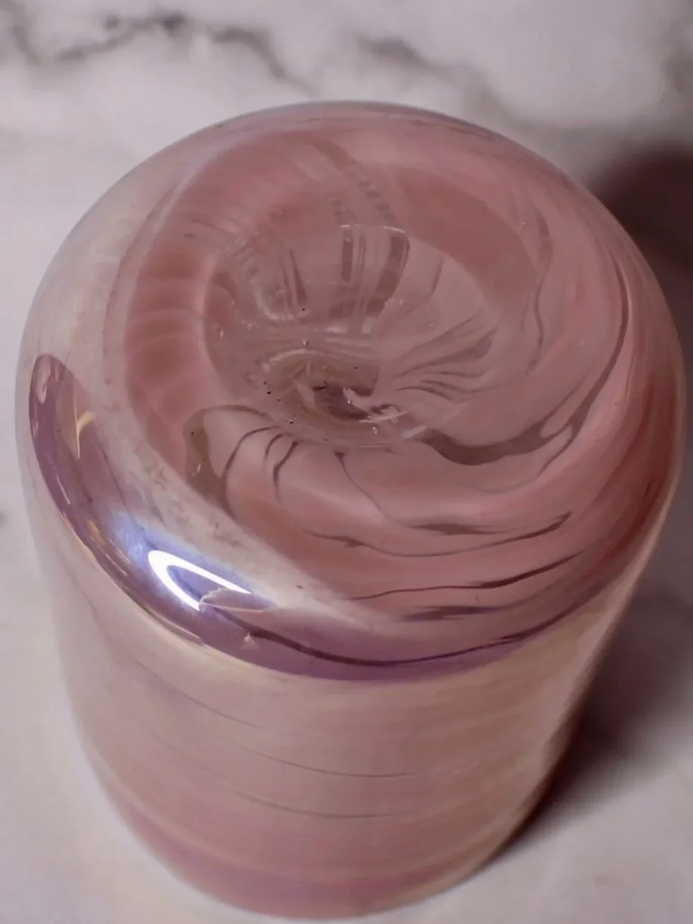 Pink Iridescent Glass Votive Holder